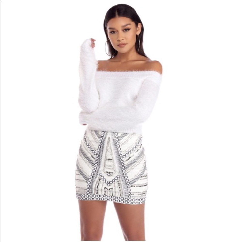 Ivory fuzzy eyelash sweater
